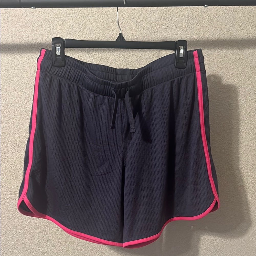 Athletic Works Dark Gray and Pink Athletic Shorts with Drawstring Waist